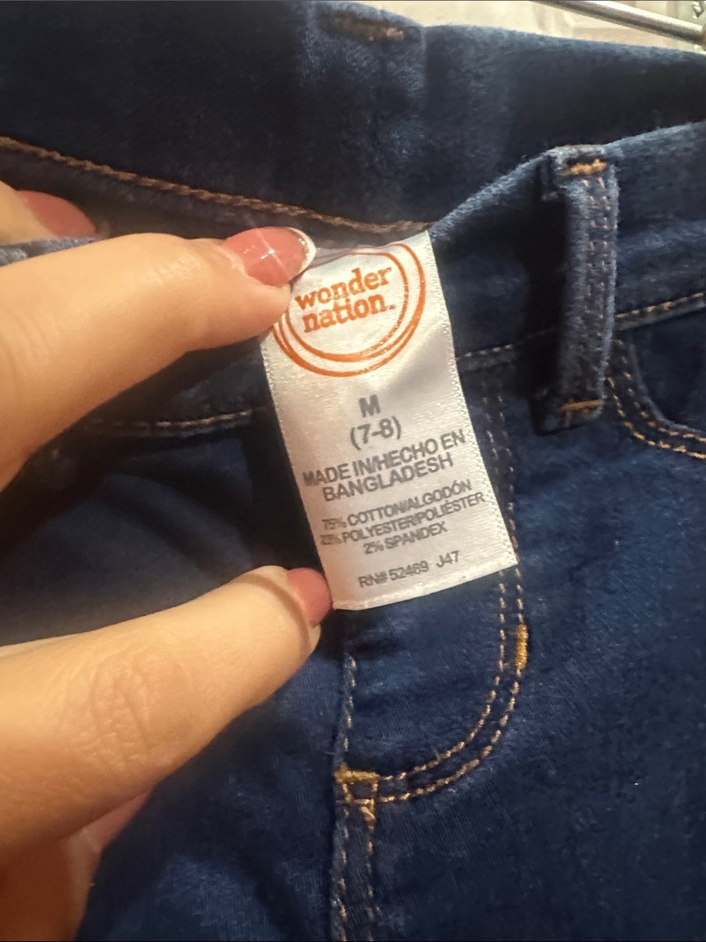 NWOT Kids wonder nation Navy Skinny Stretch Jeans size 7-8 - Picture 2 of 8